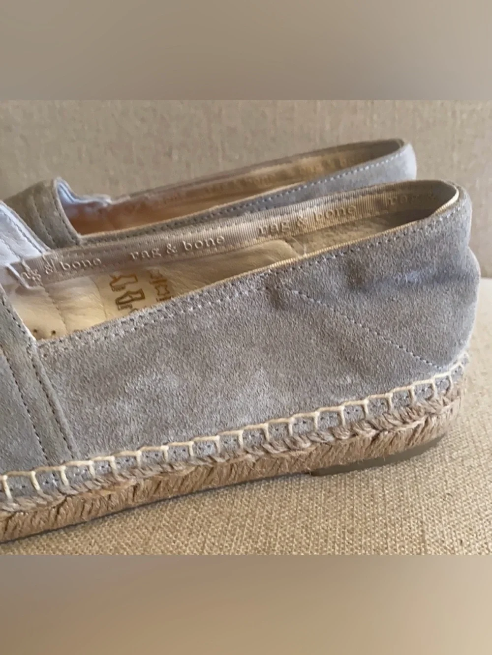 Rag & Bone Light Grey Suede Espadrille Flats